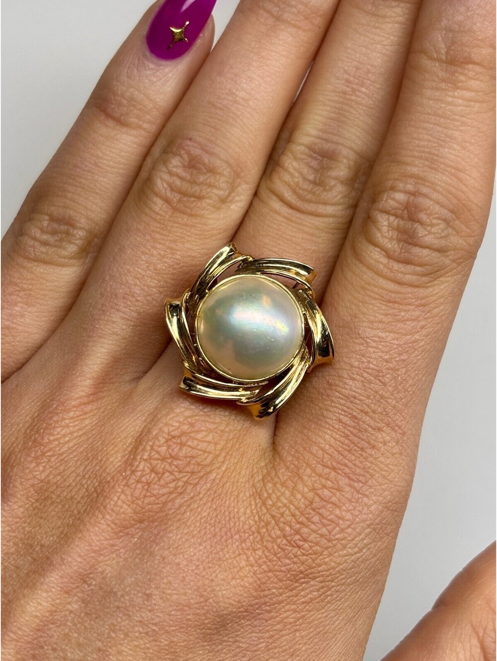 14k Yellow Gold Pearl Ring Antique
